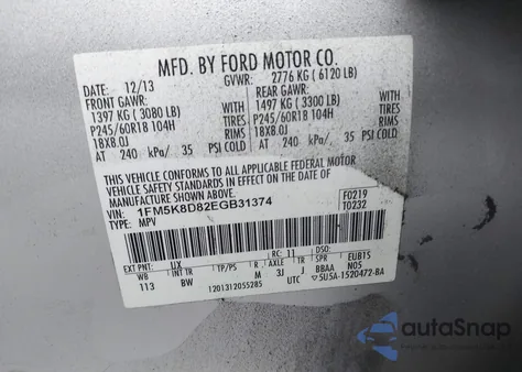 2014 Ford Explorer Xlt z USA, uszkodzony, nr VIN 1FM5K8D82EGB31374